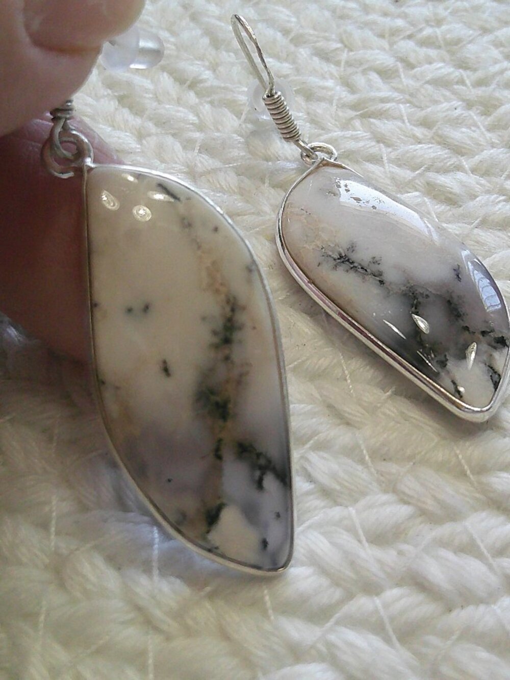 Gorgeous DENDRITE OPAL Handmade Sterling 925 Dangle Earrings #754e